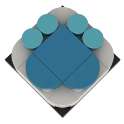 The piece&paw logo: a paw print built from blue and teal LEGO bricks on a grey base
